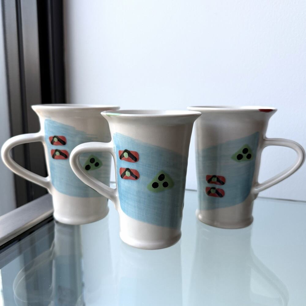 Ann McNulty Enniskillen Irish Studio Pottery Mug Set Of 3 Handmade Ireland